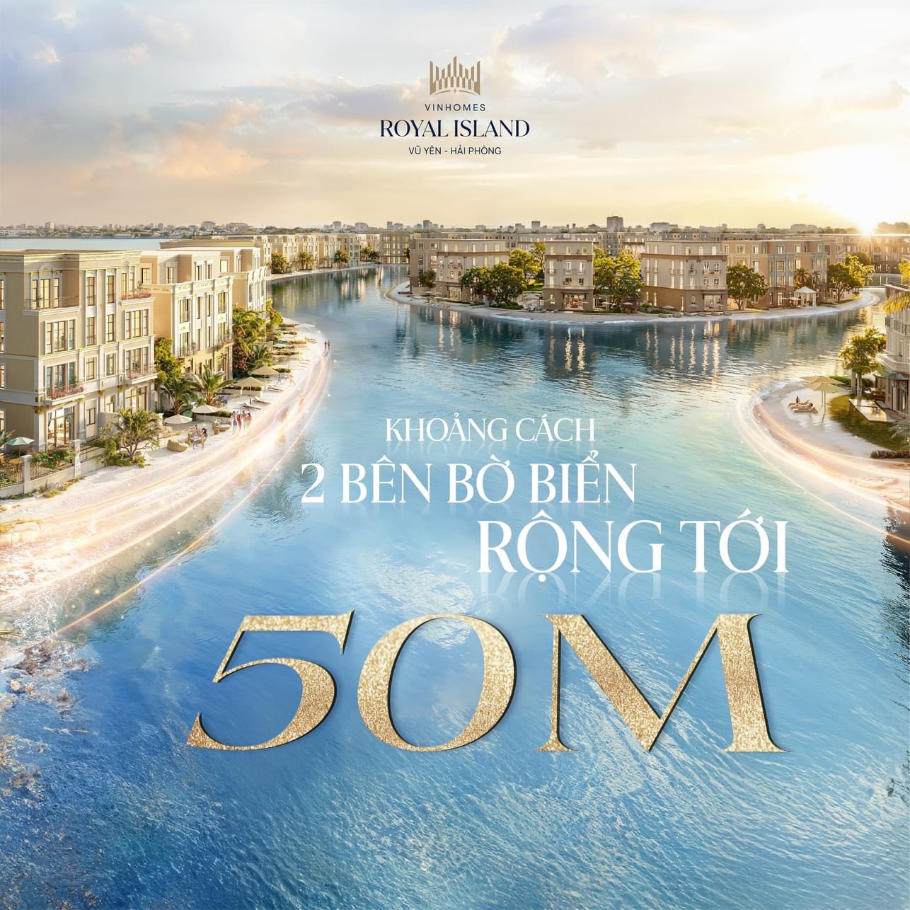 Biệt thự phân Khu Hoàng Gia với bãi biển nước mặn sau nhà thoáng đạt.